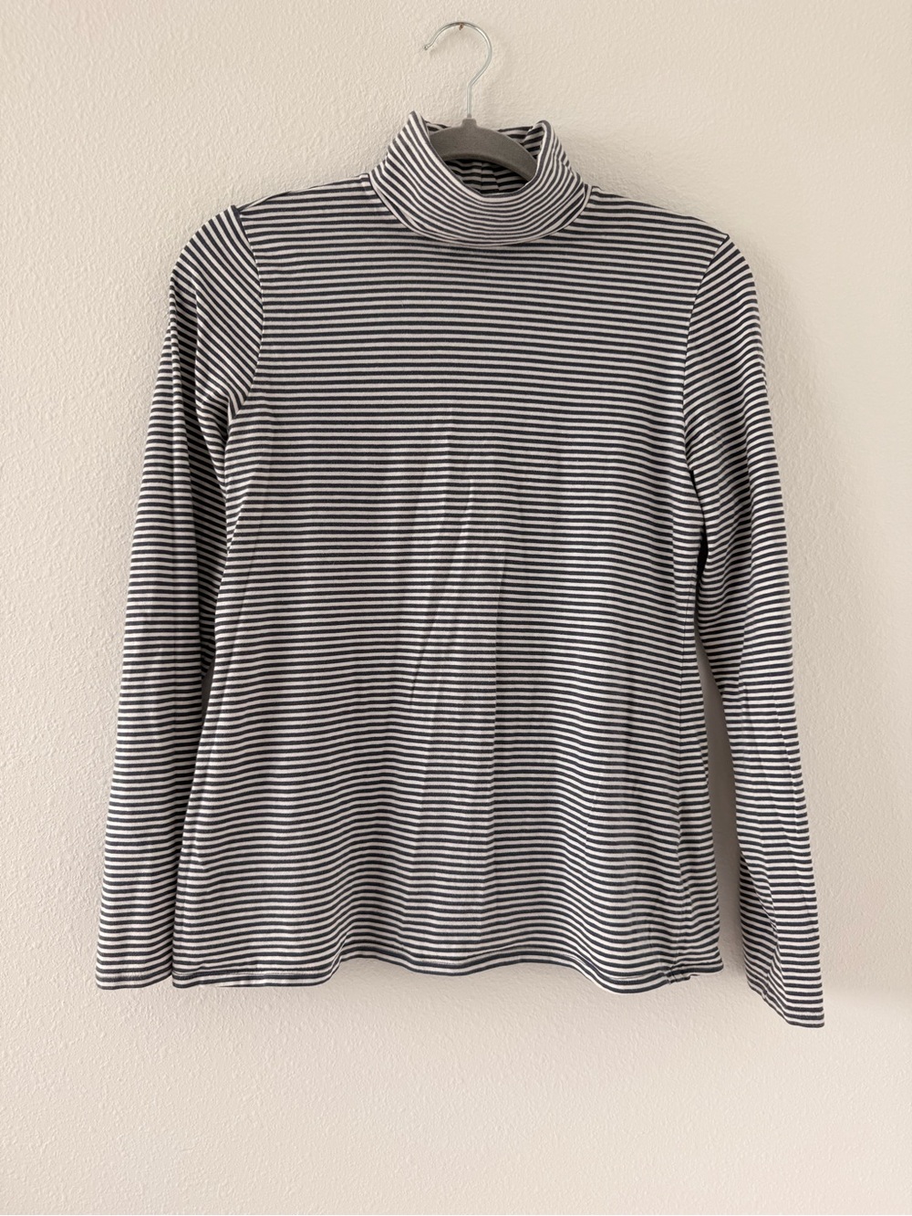 J. Jill Black and White Striped Turtleneck Long Sleeve Top